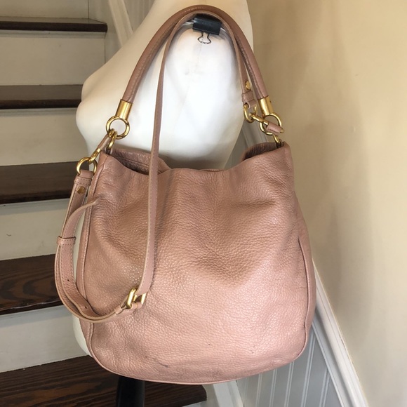MARC JACOBS Mauve Dusty Rose Tumbled Leather Adjustable Strap Shoulder Bag - Picture 17 of 17